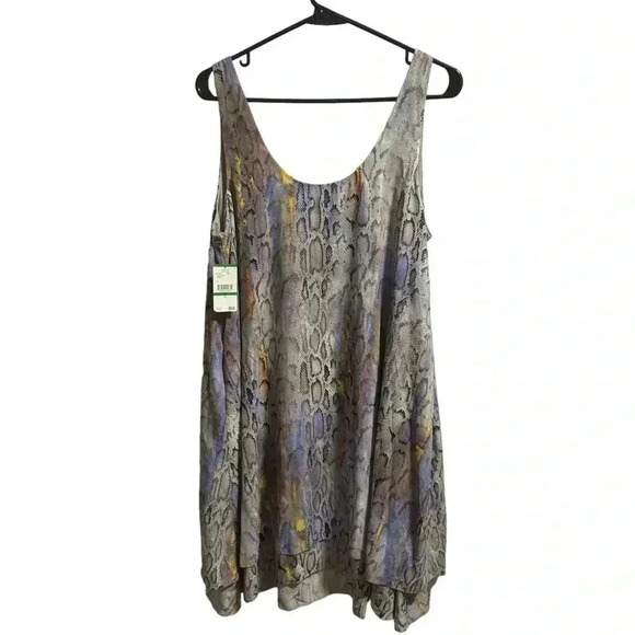 Rachel Rachel Roy Colorful Snakeskin Print Dress Pockets Size Large - Picture 2 of 6